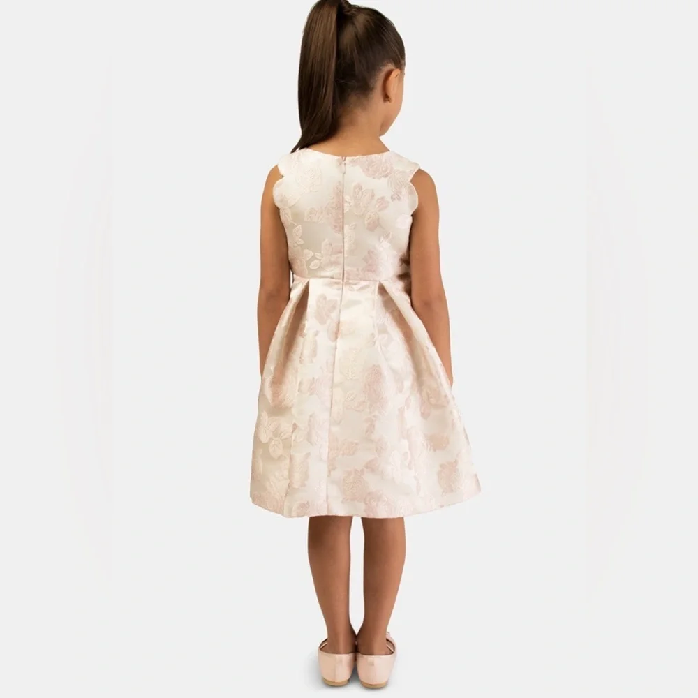 Bonnie Jean Light Pink Floral Jacquard Dress